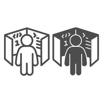 Ui ux designer, cube with code references, board line and solid icon, it concept Illustrazione stock