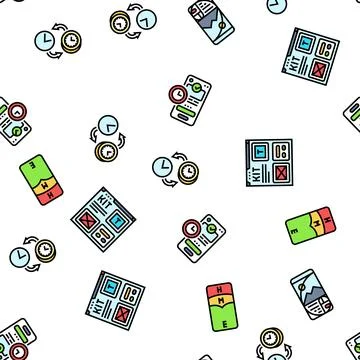 Ui ux develop content research seamless pattern vector Stock Illustration