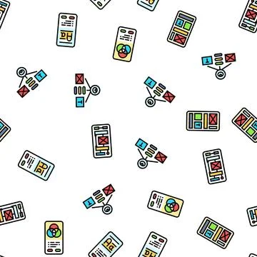 Ui ux develop content research seamless pattern vector Stockillustratie