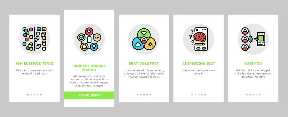 Ui ux digital develop code app onboarding icons set vector Stock Illustration