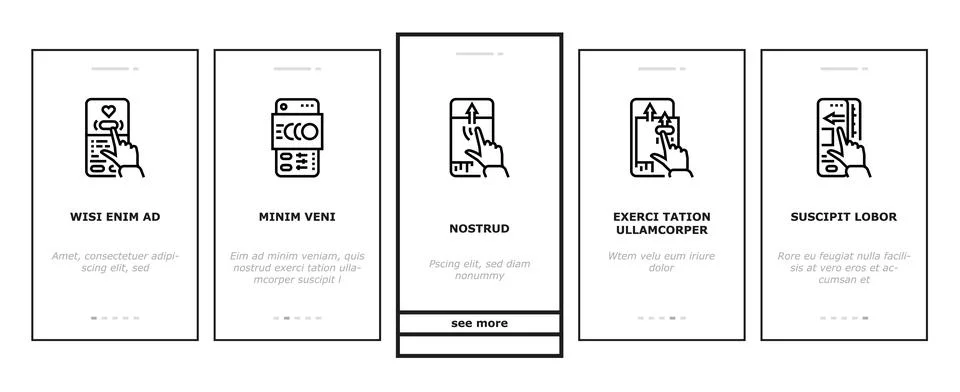 Ui ux digital develop code app onboarding icons set vector Stock Illustration