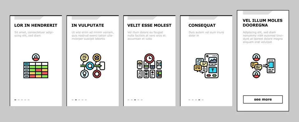 Ui ux digital develop code app onboarding icons set vector Stock Illustration