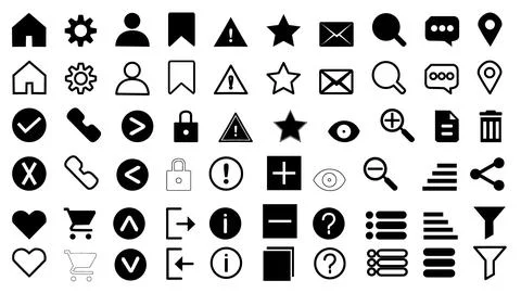 UI UX Essentials Icon Set Line and Filled User Interface Icons Collection Stock Illustration
