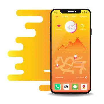 UI, UX, GUI screen apps on smartphone to track for fitness and runner concept Stock Illustration