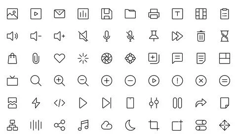 Ui ux line icon set, user interface iconset collection. Basic User Interfac.. Stock Illustration