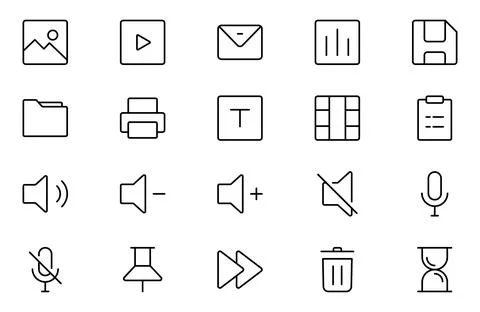 Ui ux line icon set, user interface iconset collection. Basic User Interfac.. Stock Illustration