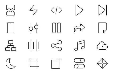 Ui ux line icon set, user interface iconset collection. Basic User Interfac.. Stock Illustration