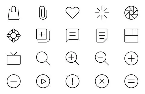 Ui ux line icon set, user interface iconset collection. Basic User Interfac.. Stock Illustration