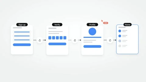 UI UX Onboarding Flow Animation Mobile App Sign Up Screen Transition User Stock Footage 346163718