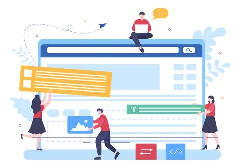 UI &amp; UX Programmer Flat Design Vector Illustration for Business Information a Stock-Illustration