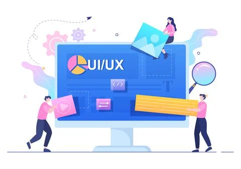 UI &amp; UX Programmer Flat Design Vector Illustration for Business Information a Illustrazione stock