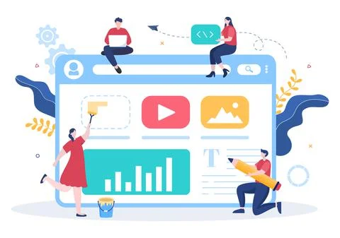 UI &amp; UX Programmer Flat Design Vector Illustration for Business Information a Illustrazione stock