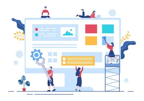 UI &amp; UX Programmer Flat Design Vector Illustration for Business Information a Stock-Illustration