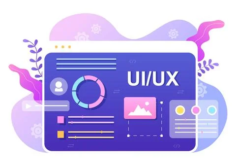 UI &amp; UX Programmer Flat Design Vector Illustration for Business Information a Stock-Illustration