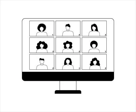 UI UX template for video conferencing and meetings application on desktop. Four Stockillustratie