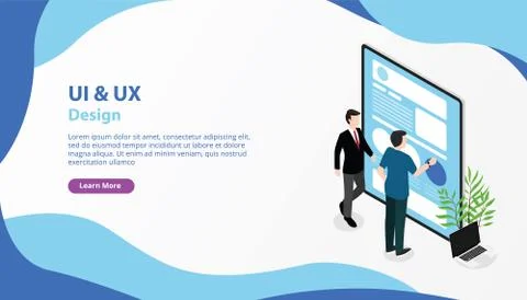 Ui ux user interface and user experience banner website design page template  Stock Illustration