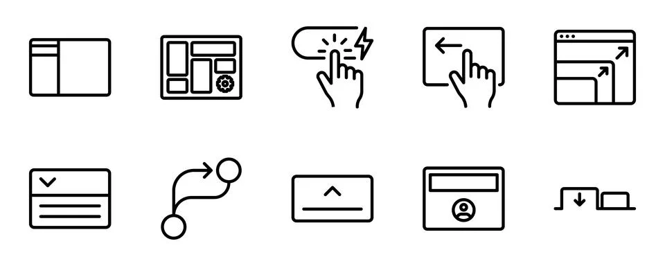Ui ux web design interface wireframe layout line icon vector Stock Illustration
