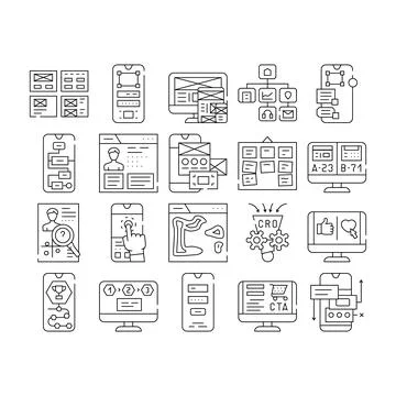 Ui ux web interface app icons set vector イラスト素材
