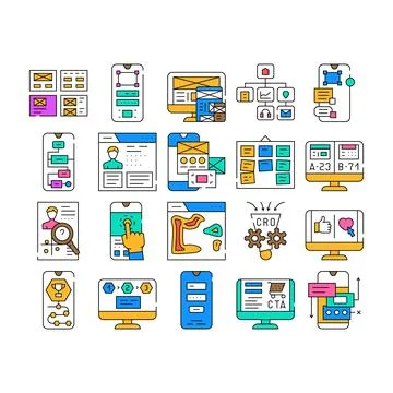 Ui ux web interface app icons set vector Stock Illustration
