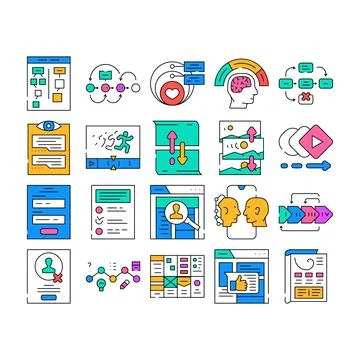 Ui ux web interface mobile icons set vector Stock Illustration