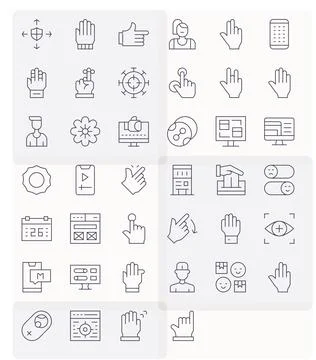 Ui Visual Pack containing 40 Thin Line PIXEL Perfect Vector Icons 库存插图