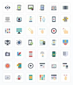 Ui Visual Pack containing 42 Flat Grid Fitted Vector Icons 스톡 일러스트