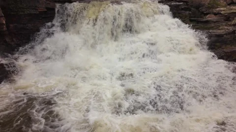 Uinta Mountains Provo Falls Aerial Pullback Over Rapids 4K Video stock 335091191
