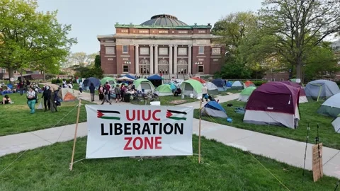 UIUC Liberation Zone Sign on Main Quad P... | Stock Video | Pond5