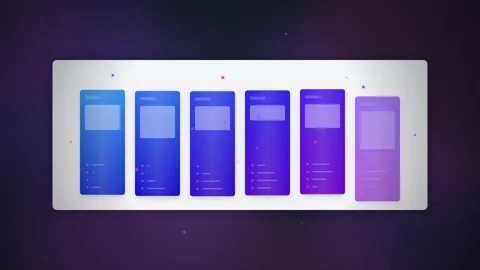 UI/UX Design Mockups: Mobile App Interface Variations on Gradient Background Stock Footage 348414147