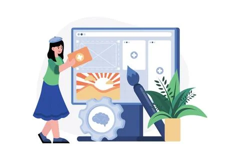 UI/UX Designer Illustration concept. A flat illustration isolated on white .. Stock Illustration