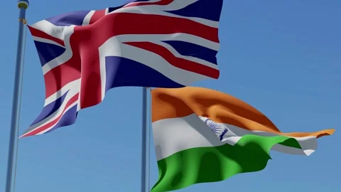UK and Indian flags. Stock Footage 145624442