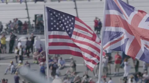 UK and USA Flags Flutternig in the Wind Video stock 66907933