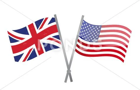 Uk and usa flags join together. illustration Stock Illustration