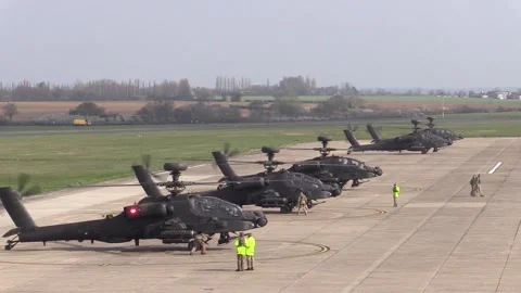 UK Apache helicopters head to Estonia as deterrent to Russia threat 動画素材 148625384