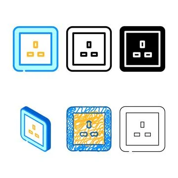 Uk british forms socket color icon vector Stock Illustration