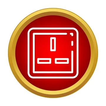 Uk british power outlet socket red button icon Stock Illustration