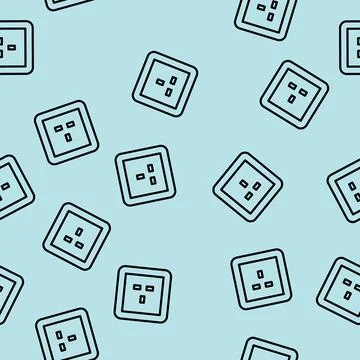 Uk british socket line vector seamless pattern Stock Illustration