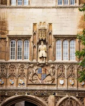 UK, Cambridge - August 2018: Trinity College, King Henry VIII holding a Chair Stock Photos