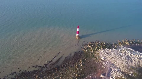 UK Coastline &amp; Lighthouse by Drone Video stock 66381675