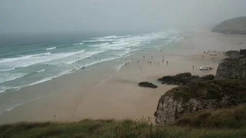 UK-Cornwall beach rain Stock Footage 283094705