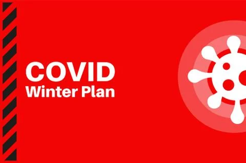 UK Covid-19 Winter Plan Vector Illustration on a red background with a virus Stock Illustration