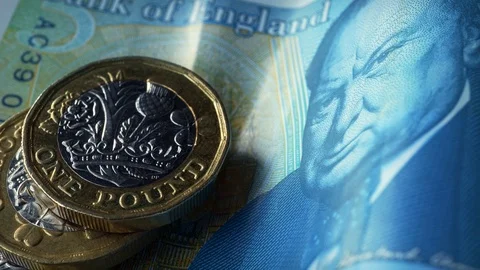 UK currency rotating extreme close up stock footage Stock Footage 99331089