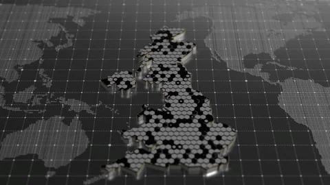 UK Digital Data Grid Network Map Technology Background Stock Footage 310944214