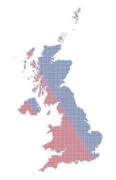 UK Dot Map Red and Blue Stock-Illustration