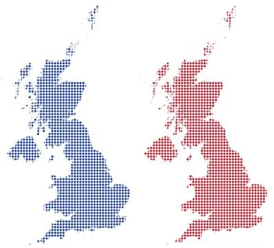 UK Dot Maps Red/Blue Stock Illustration