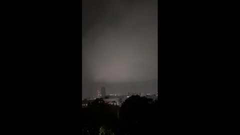 UK: Dramatic lightning strikes beneath massive storm clouds in Sheffield,... Stock Footage 343905070
