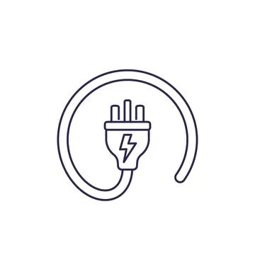 Uk electric plug icon, line Stock Illustration