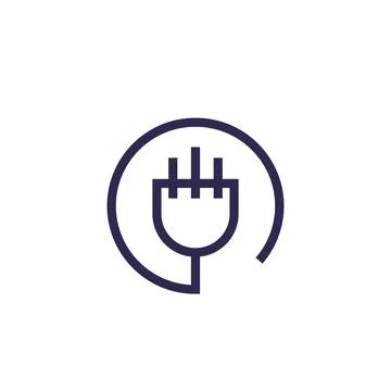 Uk electric plug icon, linear vector design イラスト素材