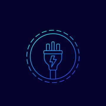 Uk electric plug icon, linear vector Stock Illustration