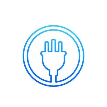 Uk electric plug linear icon on white Stock Illustration